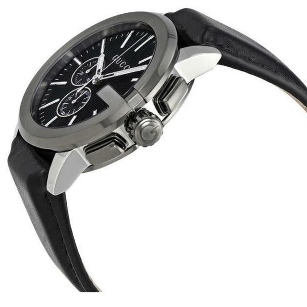  Shop Authentic Gucci G Chrono Black Dial Black Leather Strap Watch For Men - YA101205 - Luxxuri