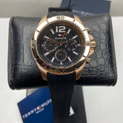  Shop Authentic Tommy Hilfiger Sport Multifunction Black Dial Black Rubber Strap Watch for Men - 1791145 - Luxxuri