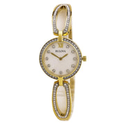  Shop Authentic Bulova Crystal Collection Mother of Pearl Dial Gold Steel Strap Watch for Women - 98L225 - Luxxuri