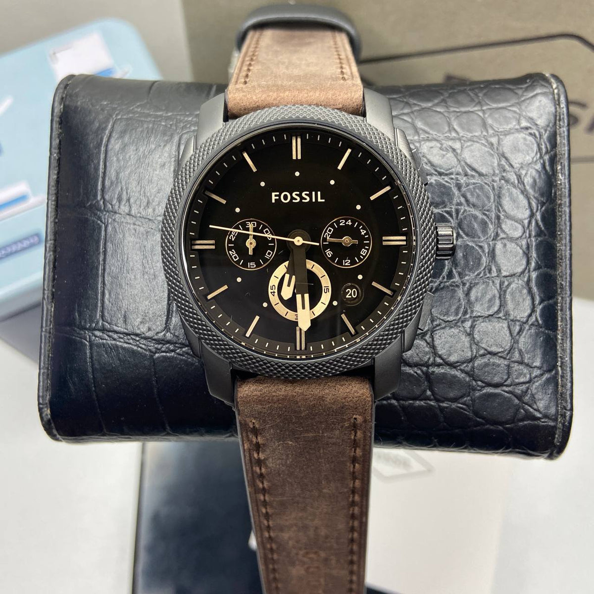  Shop Authentic Fossil Machine Flight Chronograph Brown Dial Brown Leather Strap Watch for Men - FS4656 - Luxxuri