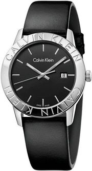  Shop Authentic Calvin Klein Steady Black Dial Black Leather Strap Watch for Women - K7Q211C1 - Luxxuri