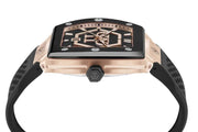 Philipp Plein Hexagon Phantom Black Dial Black Silicone Strap Watch For Men- PWPUA0124