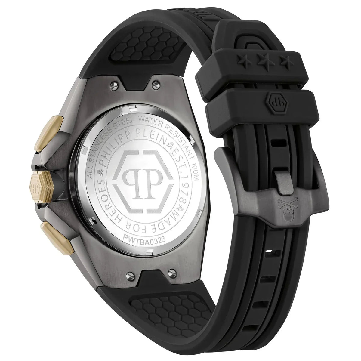 Philipp Plein Octagon Black Dial Black Silicone Strap Watch for Men - PWTBA0323
