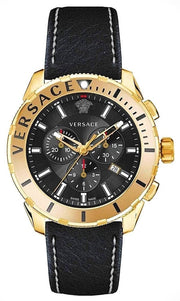  Shop Authentic Versace Casual Chronograph Black Dial Black Leather Strap Watch for Men - VERG003-18 - Luxxuri