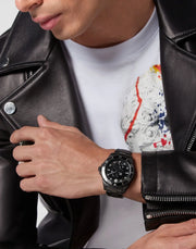 Philipp Plein The $kull Diver Black Dial Black Stainless Steel Strap Watch For Men- PWOAA0922
