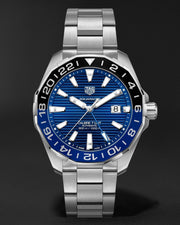  Shop Authentic Tag Heuer Aquaracer GMT Calibre 6 Automatic Blue Dial Silver Steel Strap Watch for Men - WAY201T.BA0927 - Luxxuri