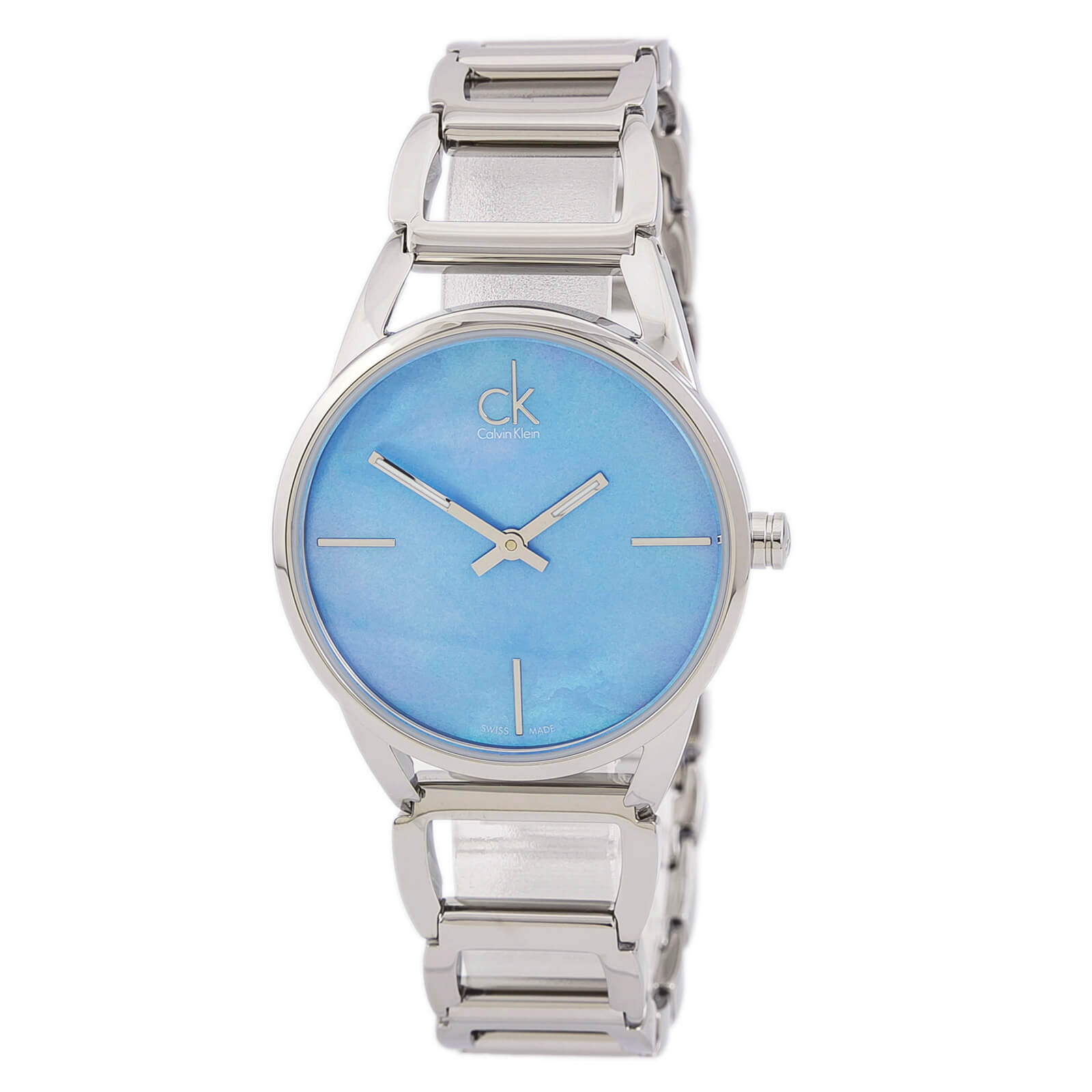  Shop Authentic Calvin Klein Stately Blue Mother of Pearl Dial Silver Steel Strap Watch for Women - K3G2312N - Luxxuri