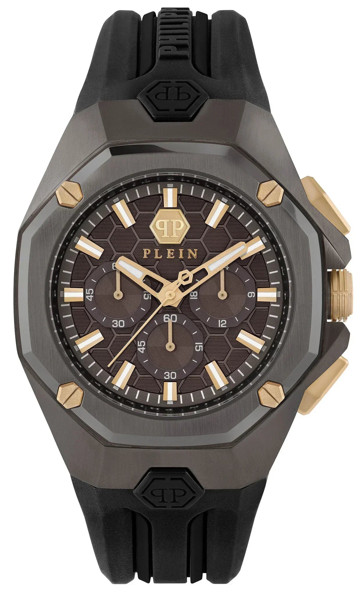Philipp Plein Octagon Black Dial Black Silicone Strap Watch for Men - PWTBA0323