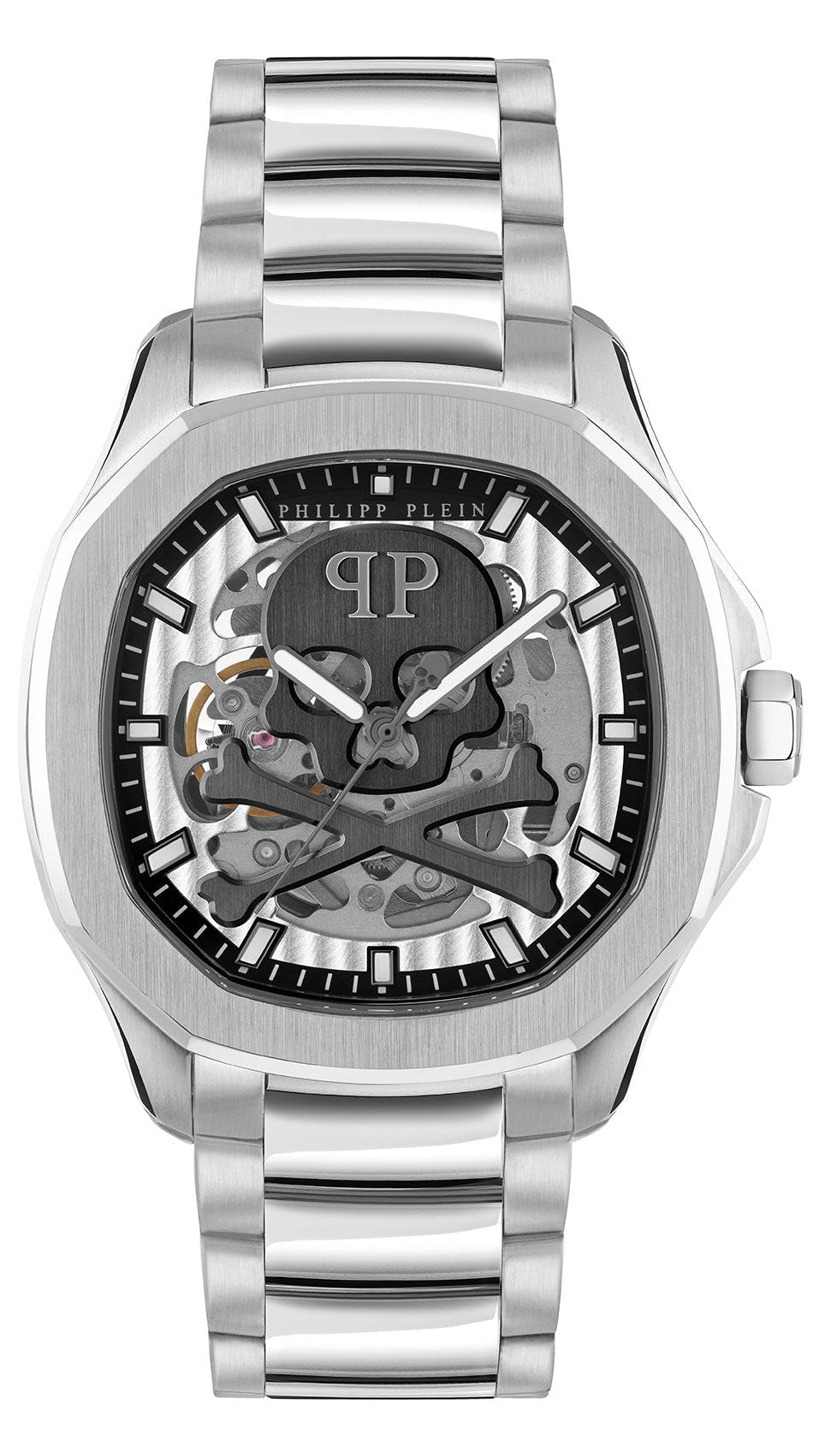 Philipp Plein High-Conic Automatic Silver Dial Silver Stainless Steel Strap Watch For Men - PWRAA0223