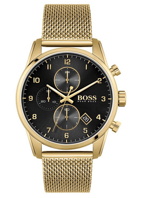  Shop Authentic Hugo Boss Skymaster Black Dial Gold Mesh Bracelet Watch for Men - 1513838 - Luxxuri