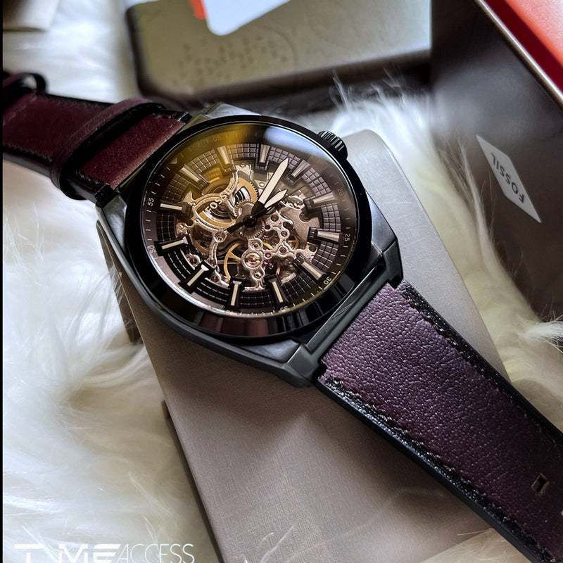  Shop Authentic Fossil Everett Automatic Analog Black Dial Brown Leather Strap Watch for Men - ME3207 - Luxxuri