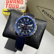  Shop Authentic Fossil Grant Chronograph Blue Dial Blue Leather Strap Watch for Men - FS5373 - Luxxuri