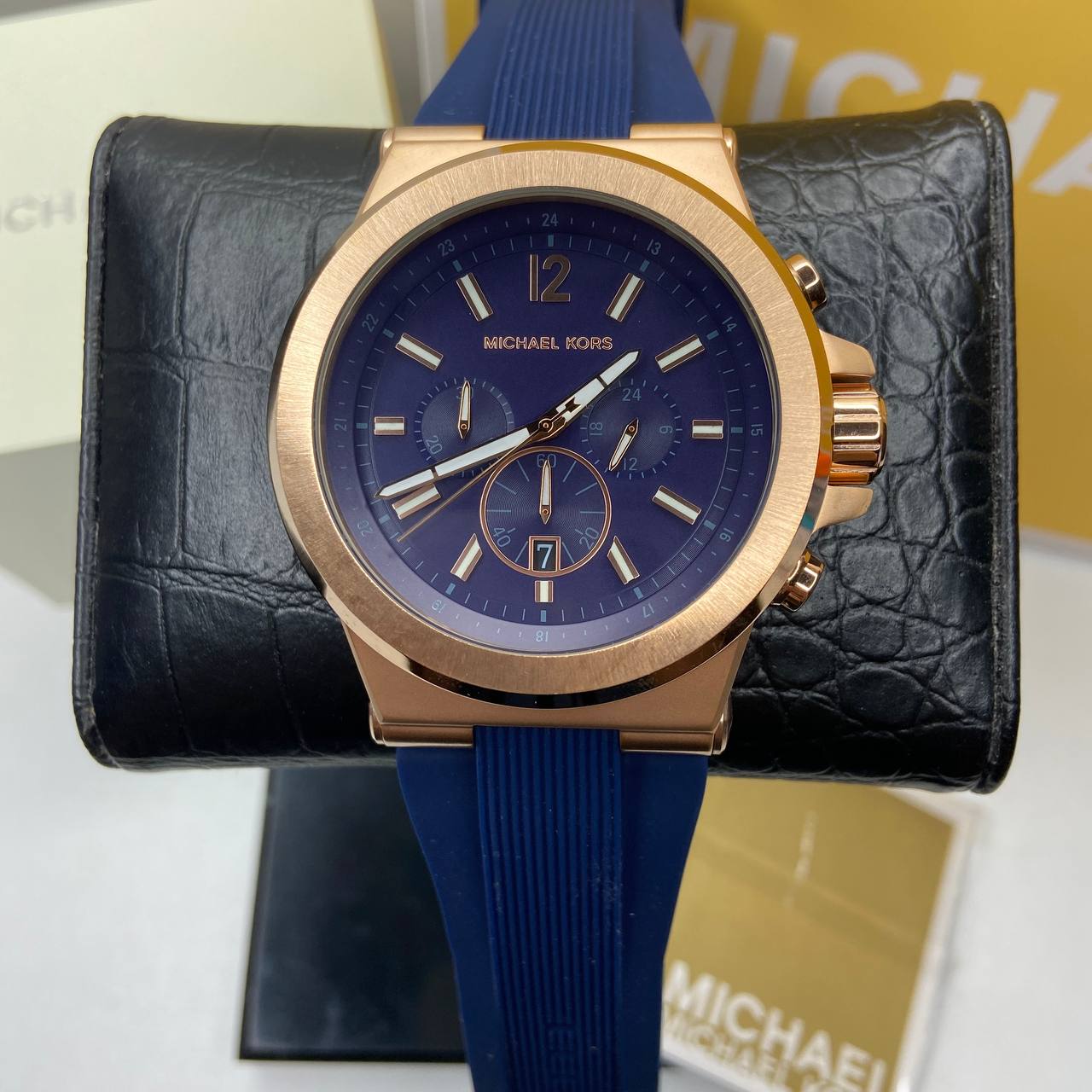  Shop Authentic Michael Kors Dylan Blue Dial Blue Rubber Strap Watch for Men - MK8295 - Luxxuri