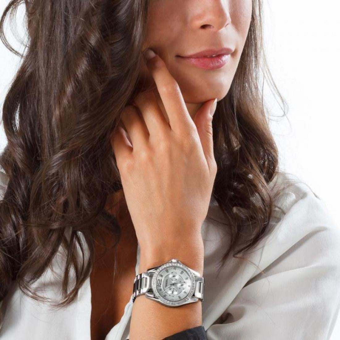  Shop Authentic Fossil Riley Multifunction Silver Dial Silver Steel Strap Watch for Women - ES3202 - Luxxuri