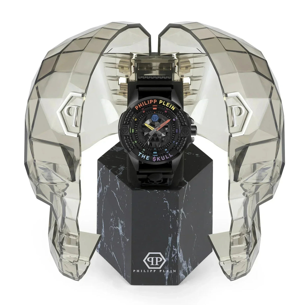 Philipp Plein The Skull Black Dial Black Silicone Strap Watch For Men - PWAAA1121