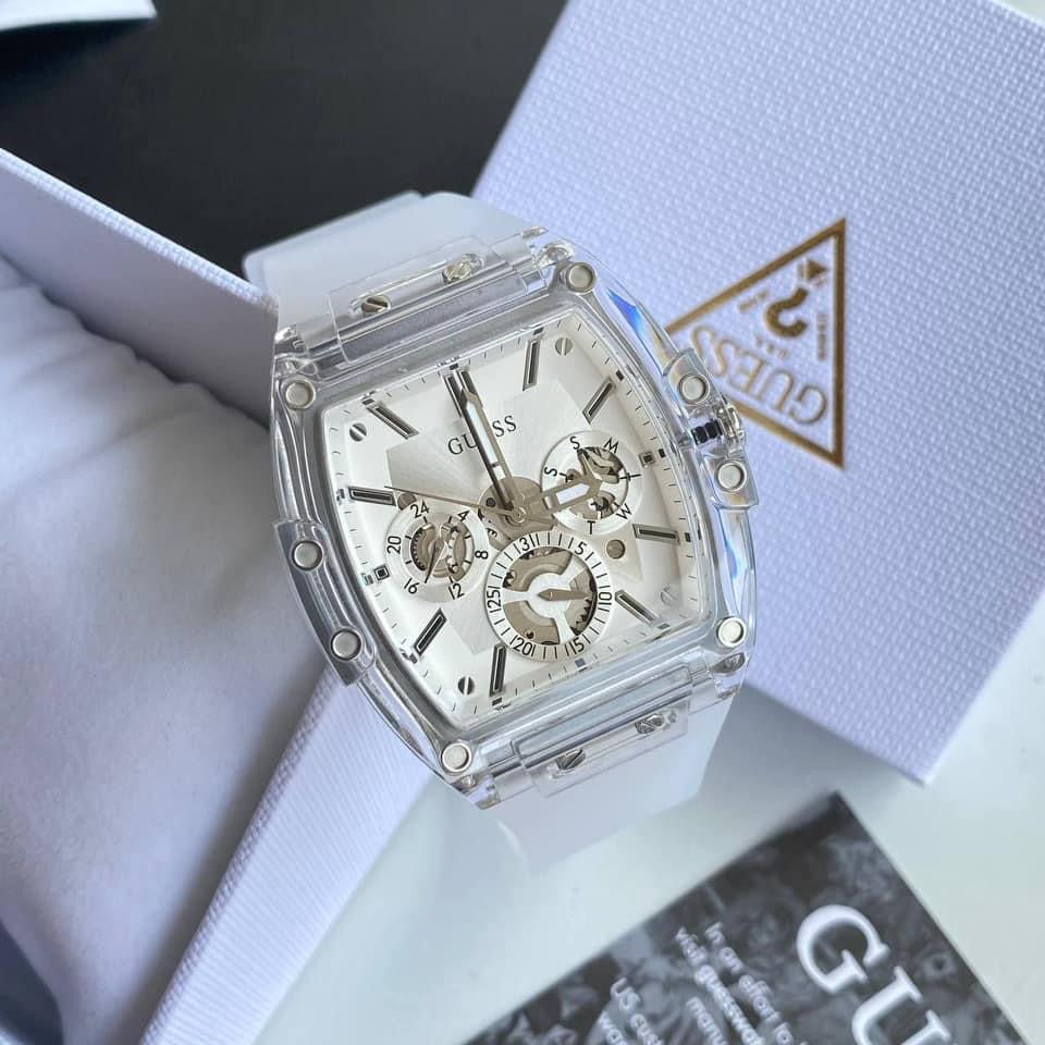  Shop Authentic Guess Phoenix Multi Function Silver Dial White Rubber Strap Watch for Men - GW0203G1 - Luxxuri
