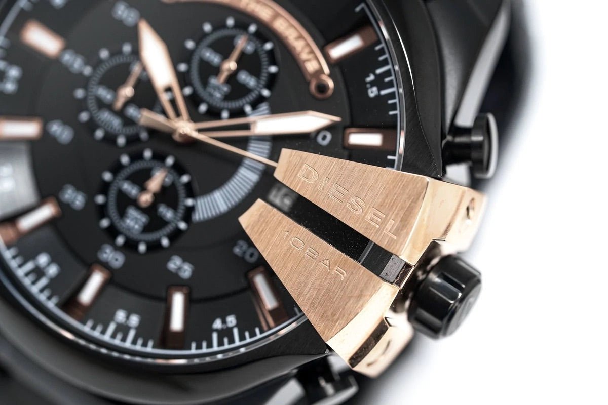  Shop Authentic Diesel Mega Chief Black Dial Black Steel Strap Watch For Men - DZ4309 - Luxxuri