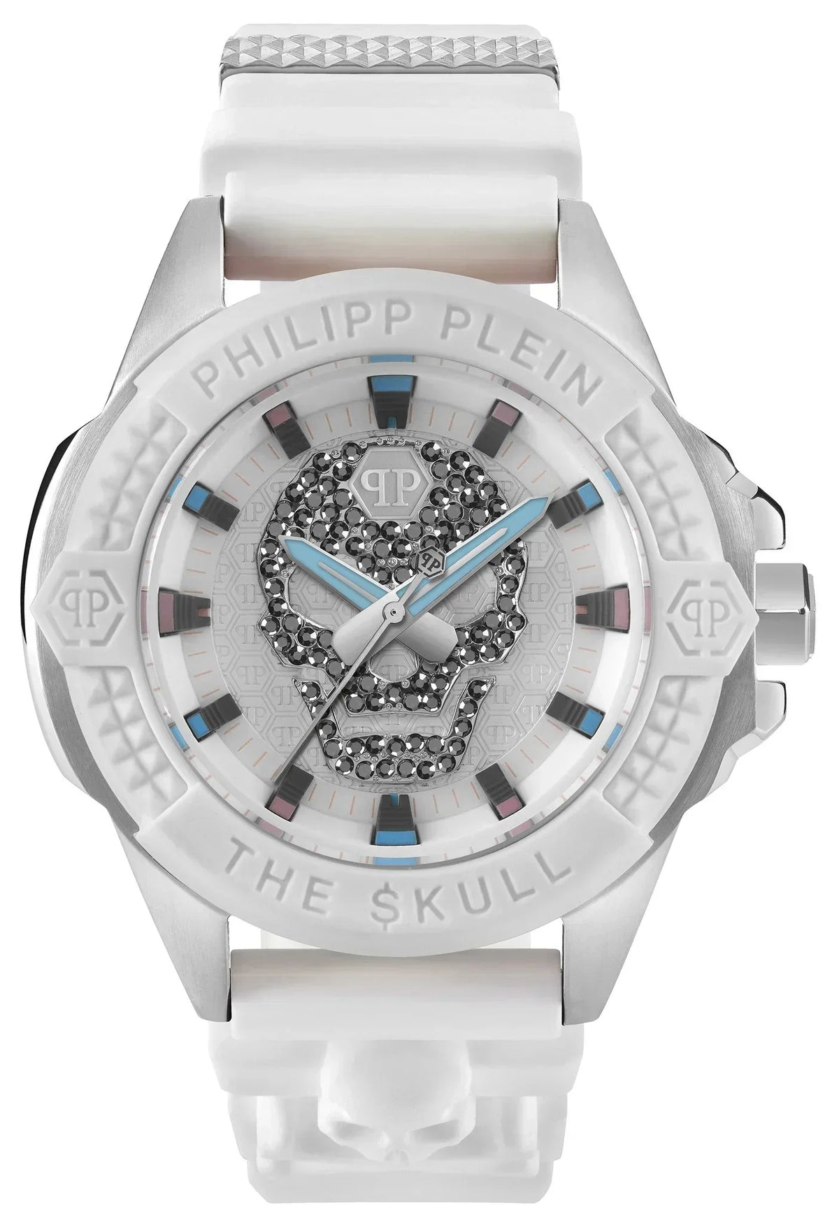 Philipp Plein The Skull White Dial White Silicone Strap Watch for Men - PWAAA1521