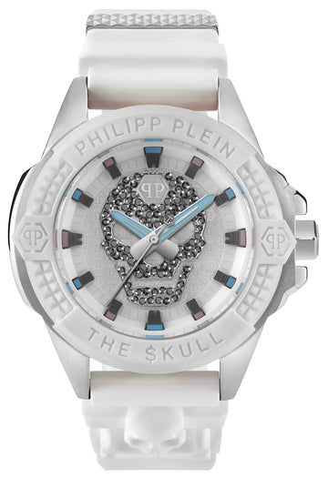 Philipp Plein The Skull White Dial White Silicone Strap Watch for Men - PWAAA1521