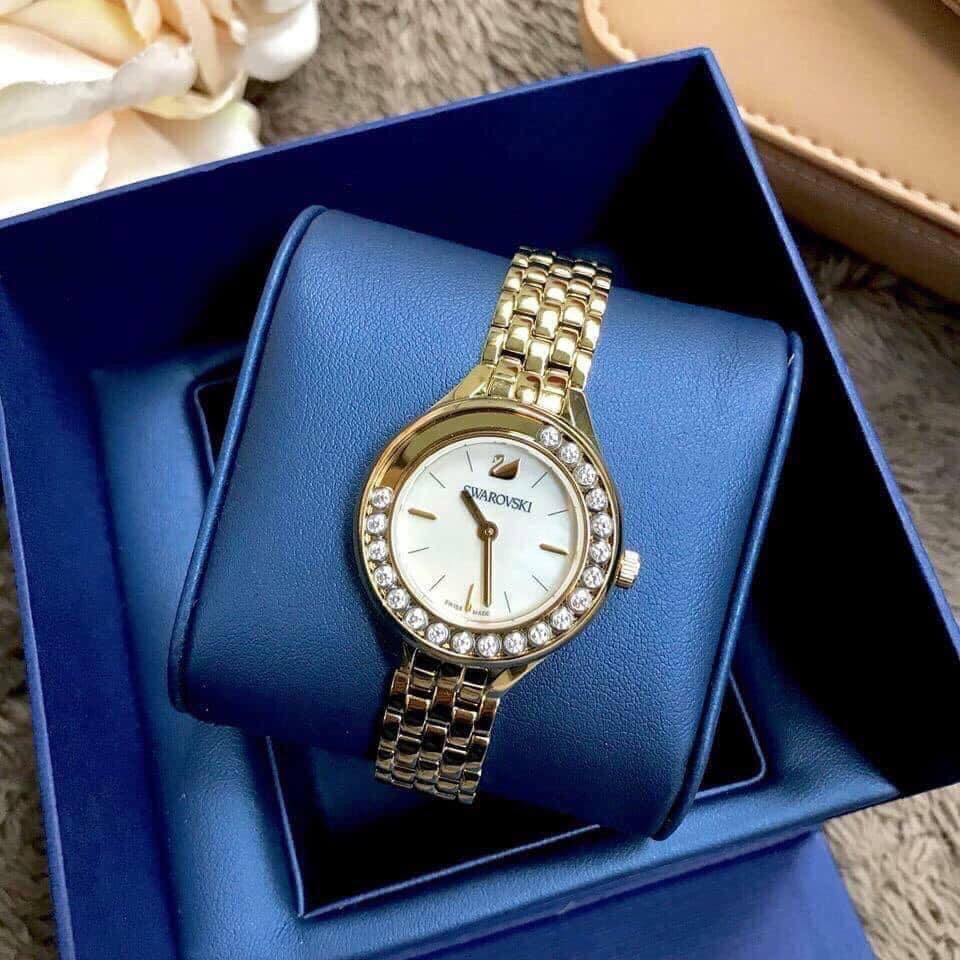  Shop Authentic Swarovski Lovely Crystals White Dial Gold Steel Strap Watch for Women - 5242895 - Luxxuri