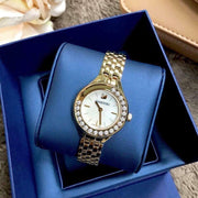  Shop Authentic Swarovski Lovely Crystals White Dial Gold Steel Strap Watch for Women - 5242895 - Luxxuri