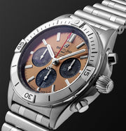  Shop Authentic Breitling Chronomat B01 42 Brown Dial Silver Steel Strap Watch for Men - AB0134101K1A1 - Luxxuri