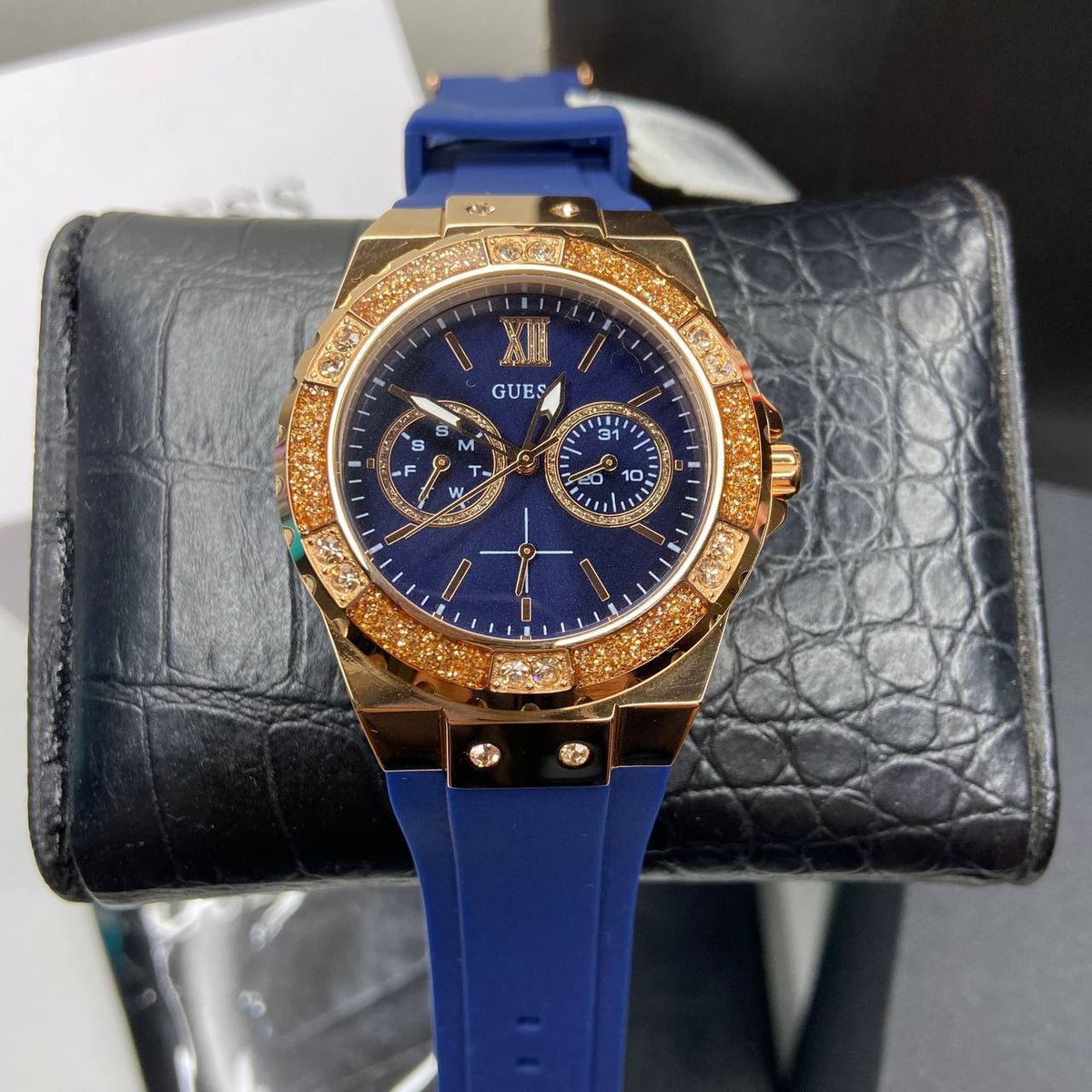  Shop Authentic Guess Limelight Blue Dial Blue Silicone Strap Watch For Women - W1053L1 - Luxxuri