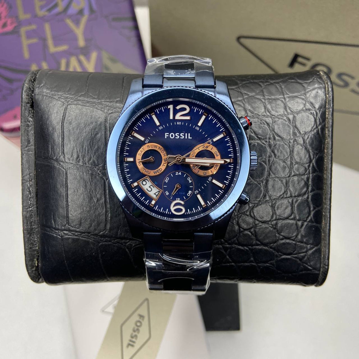 Shop Authentic Fossil Perfect Boyfriend Multifunction Blue Dial Blue Steel Strap Watch for Women - ES4093 - Luxxuri