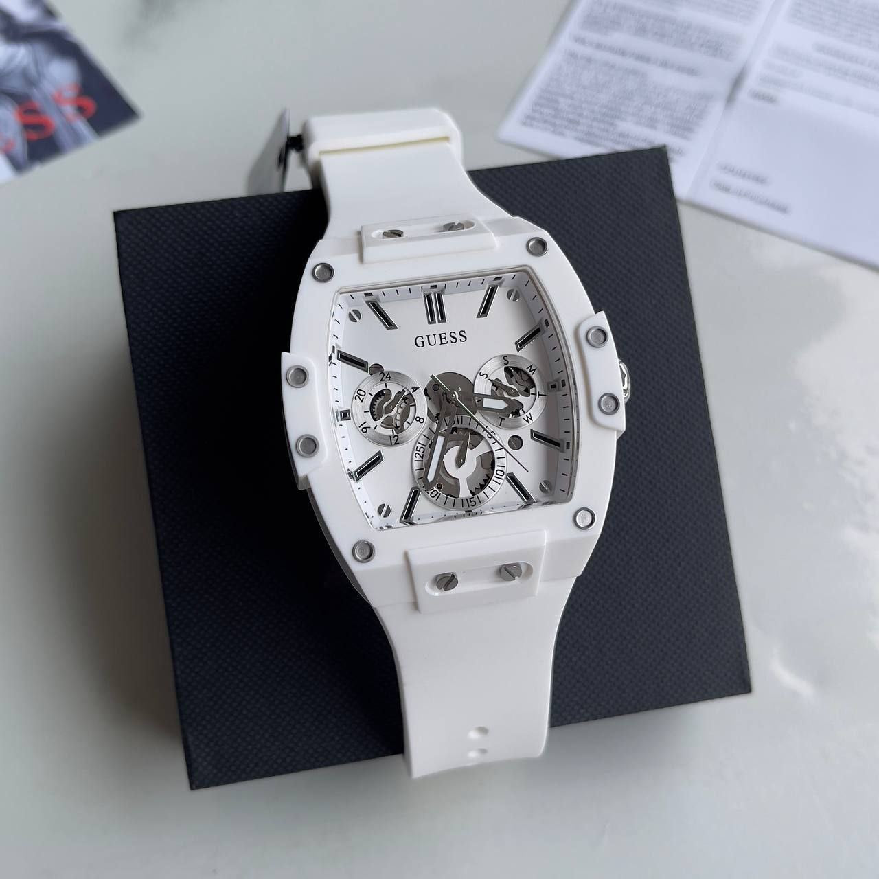  Shop Authentic Guess Phoenix Multifunction White Dial White Rubber Strap Watch for Men - GW0203G2 - Luxxuri