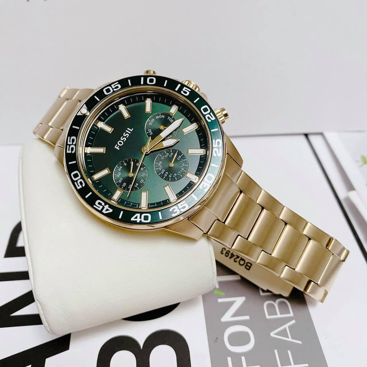  Shop Authentic Fossil Bannon Multifunction Chronograph Green Dial Gold Steel Strap Watch for Men - BQ2493 - Luxxuri