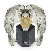 Philipp Plein The Skull Gold Dial White Silicone Strap Watch for Men - PWAAA1221