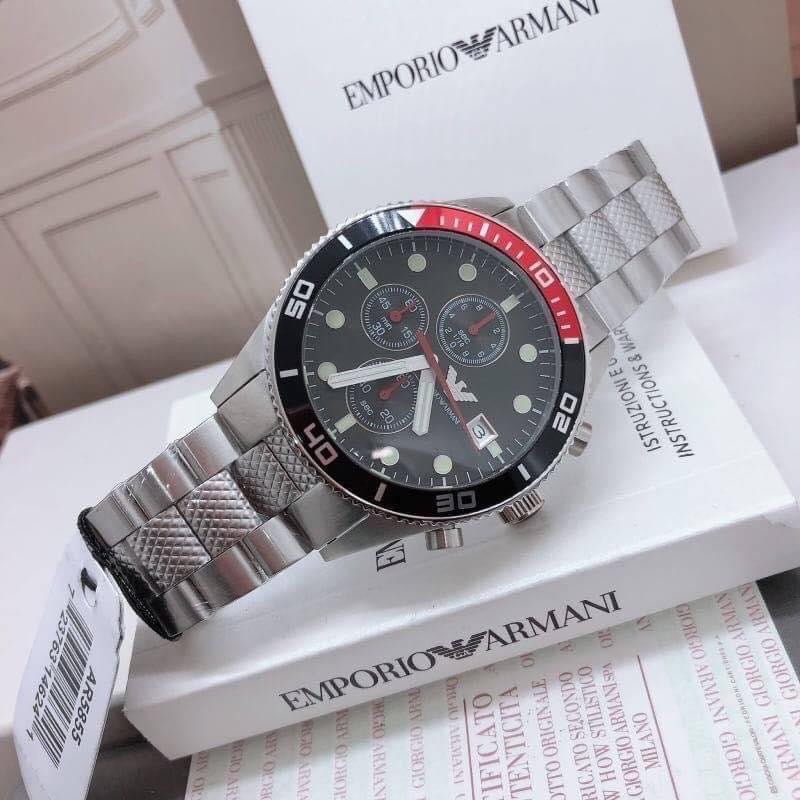  Shop Authentic Emporio Armani Chronograph Black Dial Silver Stainless Steel Watch For Men - AR5855 - Luxxuri