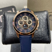  Shop Authentic Fossil Grant Automatic Blue Dial Blue Leather Strap Watch for Men - ME3029 - Luxxuri