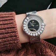  Shop Authentic Swarovski Lovely Crystal Black Dial Silver Steel Strap Watch for Women - 1160305 - Luxxuri