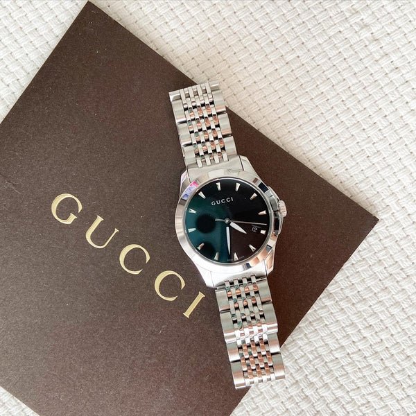 Shop Authentic Gucci G Timeless Black Dial Silver Steel Strap Watch For Women - YA126502 - Luxxuri