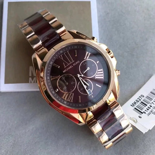  Shop Authentic Michael Kors Bradshaw Burgundy Dial Two Tone Steel Strap Watch for Women - MK6270 - Luxxuri