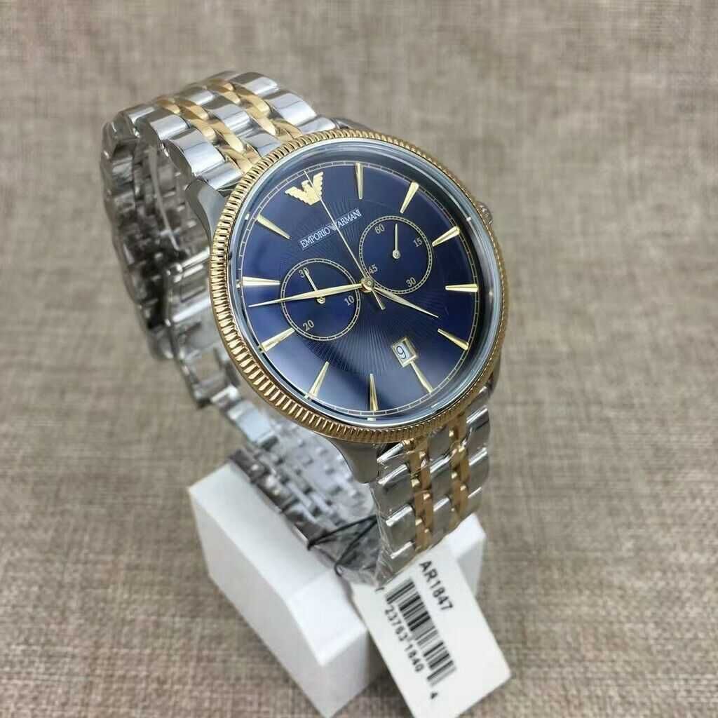  Shop Authentic Emporio Armani Classic Blue Dial Two Tone Steel Strap Watch For Men - AR1847 - Luxxuri
