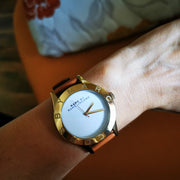  Shop Authentic Marc Jacobs Blade White Dial Brown Leather Strap Watch for Women - MBM1218 - Luxxuri