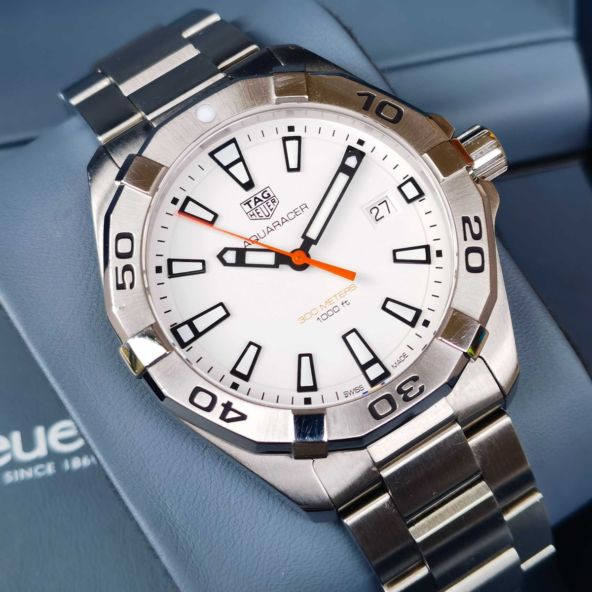  Shop Authentic Tag Heuer Aquaracer Quartz White Dial Silver Steel Strap Watch for Men - WBD1111.BA0928 - Luxxuri