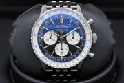  Shop Authentic Breitling Navitimer B01 Chronograph 43 Black Dial Silver Steel Strap Watch for Men - AB0138211B1A1 - Luxxuri