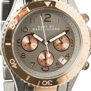  Shop Authentic Marc Jacobs Marc Chronograph Grey Dial Two Tone Steel Strap Watch for Men - MBM3157 - Luxxuri