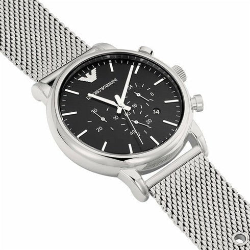  Shop Authentic Emporio Armani Luigi Black Dial Silver Mesh Bracelet Watch For Men - AR8032 - Luxxuri