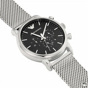  Shop Authentic Emporio Armani Luigi Black Dial Silver Mesh Bracelet Watch For Men - AR8032 - Luxxuri