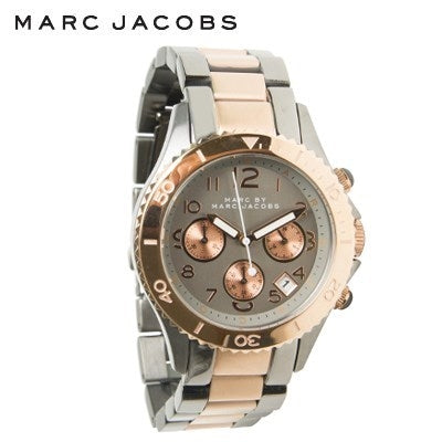  Shop Authentic Marc Jacobs Marc Chronograph Grey Dial Two Tone Steel Strap Watch for Men - MBM3157 - Luxxuri