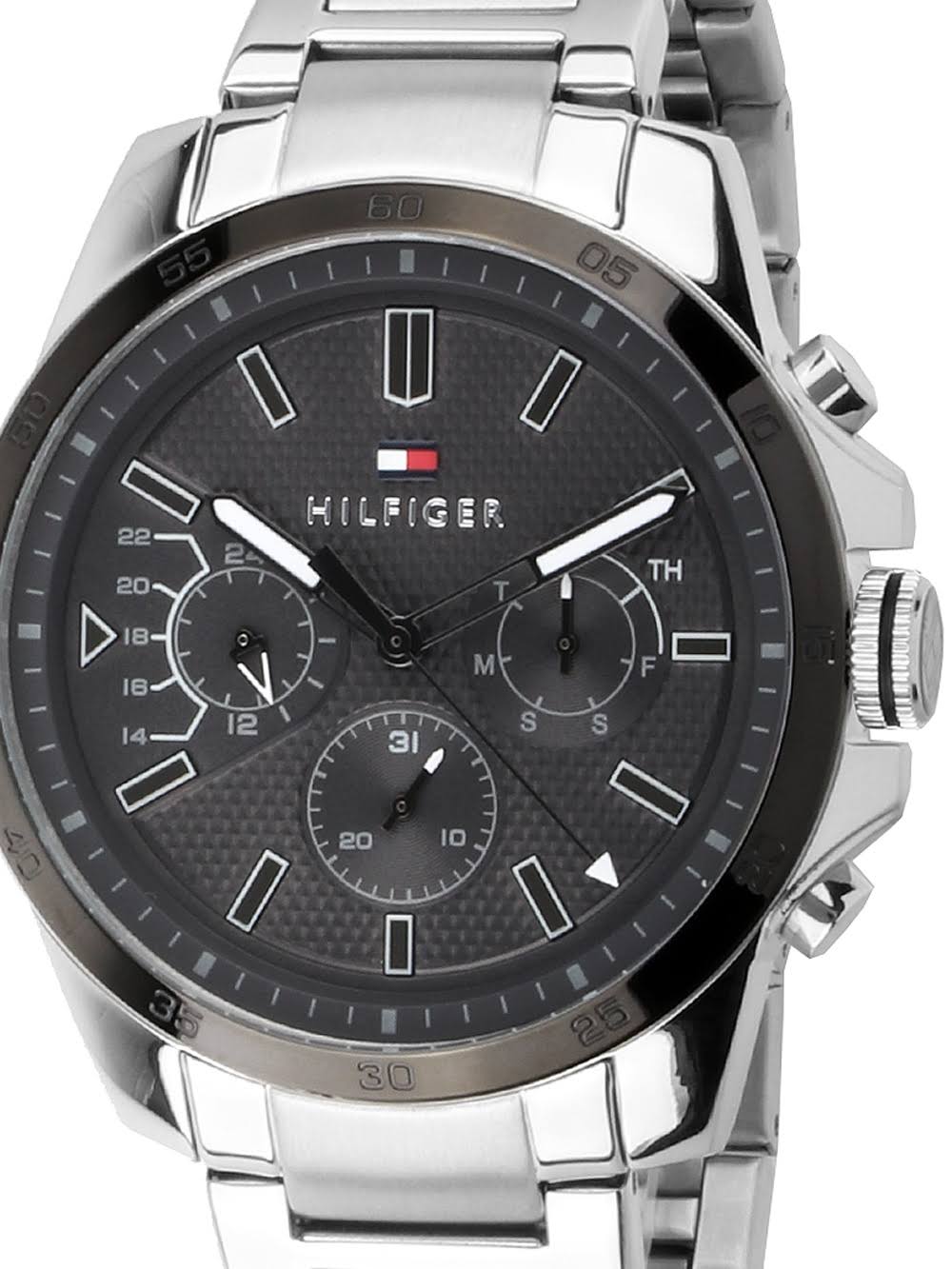  Shop Authentic Tommy Hilfiger Iconic Quartz Black Dial Silver Steel Strap Watch for Men - 1791564 - Luxxuri