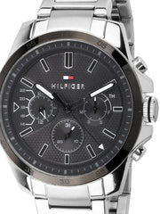  Shop Authentic Tommy Hilfiger Iconic Quartz Black Dial Silver Steel Strap Watch for Men - 1791564 - Luxxuri