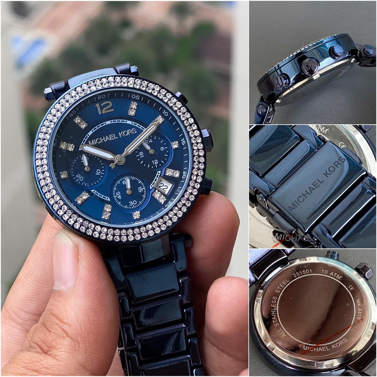  Shop Authentic Michael Kors Parker Chronograph Blue Dial Blue Steel Strap Watch For Women - MK6418 - Luxxuri