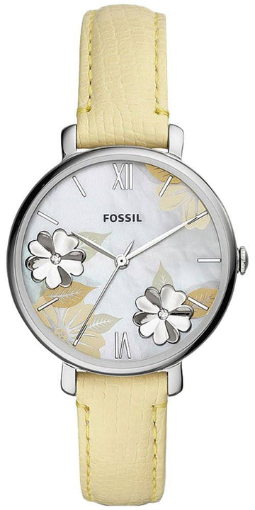 Shop Authentic Fossil Jacqueline Three-Hand White Dial Yellow Leather Strap Watch for Women - ES4812 - Luxxuri
