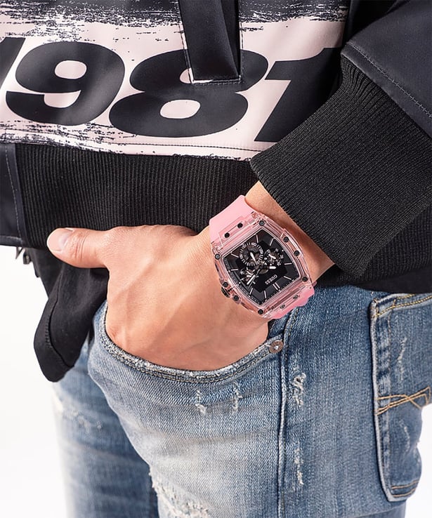  Shop Authentic Guess Sporting Black Dial Pink Rubber Strap Watch for Men - GW0032G1 - Luxxuri