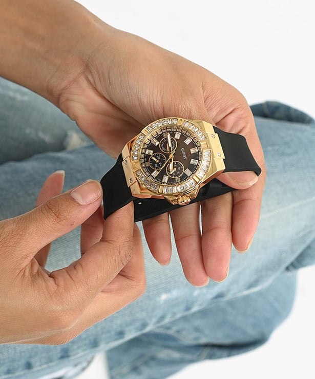  Shop Authentic Guess Venus Diamonds Black Dial Black Rubber Strap Watch for Women - GW0118L1 - Luxxuri
